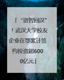 “资智回汉”！武汉大学校友企业在鄂累计签约投资超6000亿元