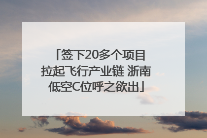 签下20多个项目 拉起飞行产业链 浙南低空C位呼之欲出