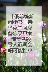 俄总统新闻秘书：待乌克兰回应备忘录草案 俄美乌领导人近期会晤可能性小