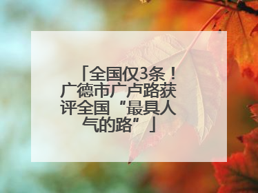 全国仅3条！广德市广卢路获评全国“最具人气的路”