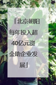 北京朝阳每年投入超40亿元资金助企业发展