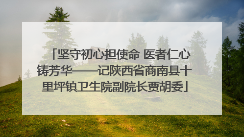 坚守初心担使命 医者仁心铸芳华——记陕西省商南县十里坪镇卫生院副院长贾胡委