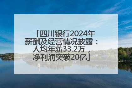 四川银行2024年薪酬及经营情况披露：人均年薪33.2万，净利润突破20亿