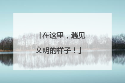在这里，遇见文明的样子！