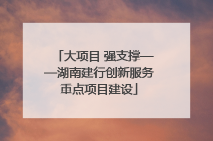大项目 强支撑——湖南建行创新服务重点项目建设