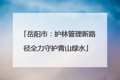 岳阳市：护林管理新路径全力守护青山绿水