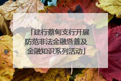 建行蔡甸支行开展防范非法金融暨普及金融知识系列活动