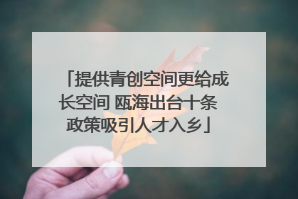 提供青创空间更给成长空间 瓯海出台十条政策吸引人才入乡