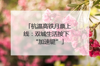 杭温高铁月票上线：双城生活按下“加速键”