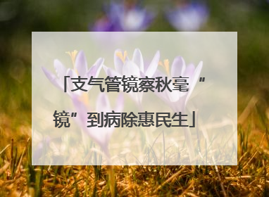 支气管镜察秋毫“镜”到病除惠民生