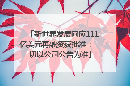 新世界发展回应111亿美元再融资获批准：一切以公司公告为准