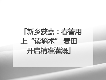 新乡获嘉：春管用上“读墒术” 麦田开启精准灌溉