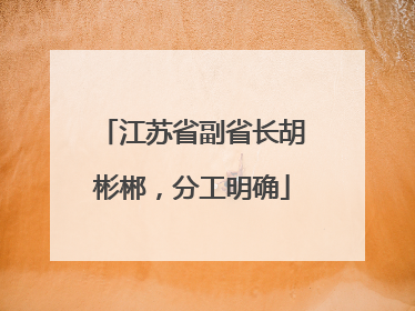 江苏省副省长胡彬郴，分工明确