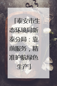 泰安市生态环境局新泰分局：靠前服务，精准护航绿色生产