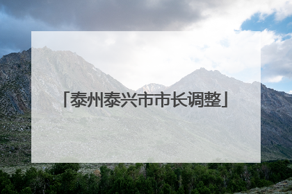 泰州泰兴市市长调整