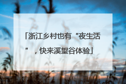 浙江乡村也有“夜生活”，快来溪望谷体验