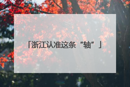浙江认准这条“轴”