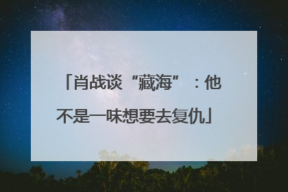 肖战谈“藏海”：他不是一味想要去复仇