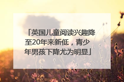 英国儿童阅读兴趣降至20年来新低，青少年男孩下降尤为明显