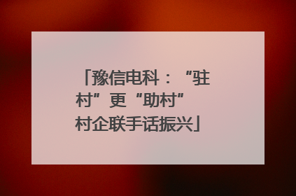豫信电科：“驻村”更“助村” 村企联手话振兴