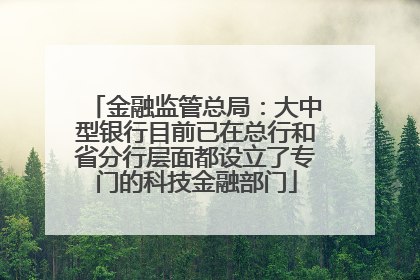 金融监管总局：大中型银行目前已在总行和省分行层面都设立了专门的科技金融部门