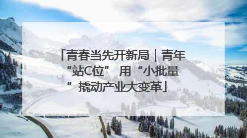 青春当先开新局｜青年“站C位” 用“小批量”撬动产业大变革