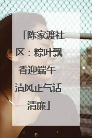 陈家渡社区：粽叶飘香迎端午 清风正气话清廉