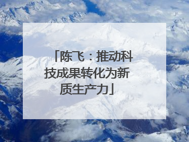 陈飞：推动科技成果转化为新质生产力