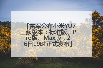雷军公布小米YU7三款版本：标准版、Pro版、Max版，26日19时正式发布