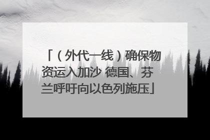 （外代一线）确保物资运入加沙 德国、芬兰呼吁向以色列施压