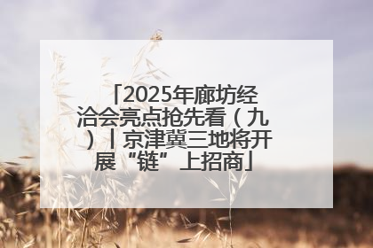 2025年廊坊经洽会亮点抢先看（九）丨京津冀三地将开展“链”上招商